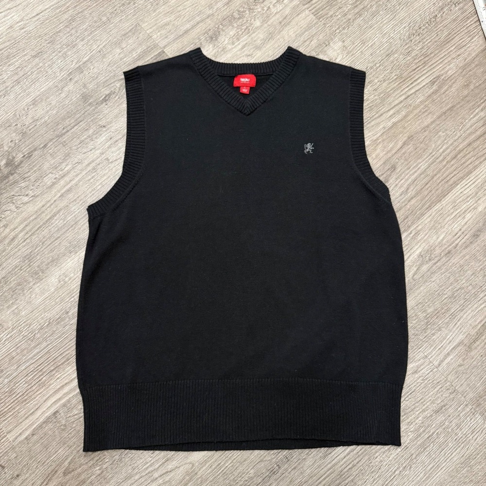 Mossimo Supply Co Y2K Mens V-Neck Sweater Vest Black Large Cotton Blend Preppy